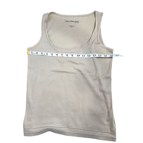 Calvin Klein Jeans Medium Sleeveless Tan/Beige Tank Top 85m - Picture 5 of 6